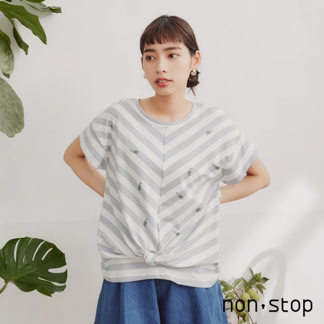 non-stop【non-stop】扭結條紋連袖T恤-2色