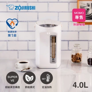 【ZOJIRUSHI 象印】MOMO專賣 SuperVE 真空省電微電腦電動熱水瓶 4L(CV-TMF40MM)