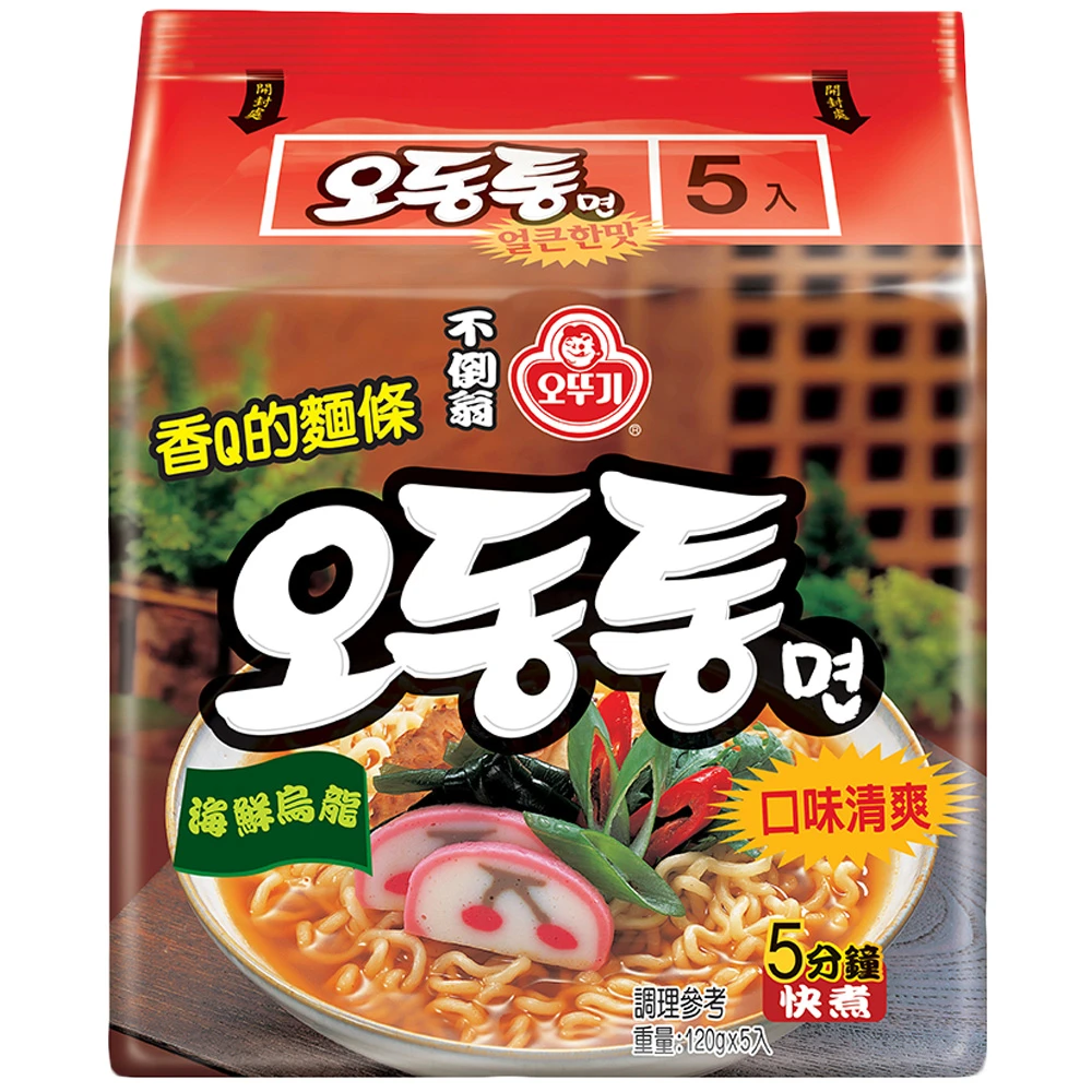 【韓國不倒翁OTTOGI】海鮮風味烏龍拉麵(120g*5)