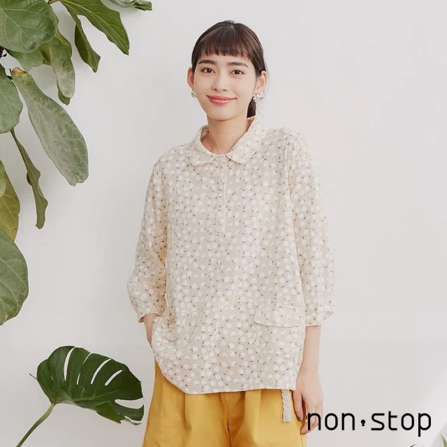 【non-stop】質樸圓點半開襟袋飾襯衫-2色