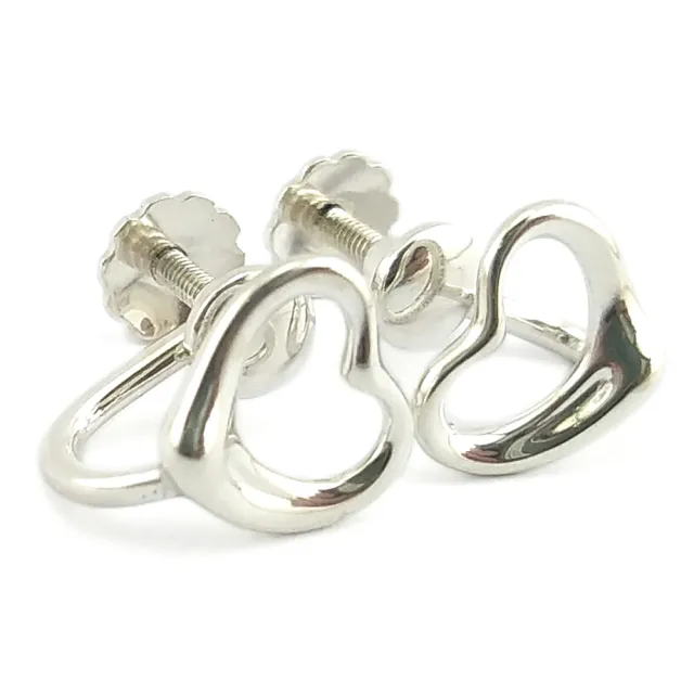 【Tiffany&Co. 蒂芙尼】925純銀-Open Heart 心型墜飾旋轉夾式耳環(稀有款)