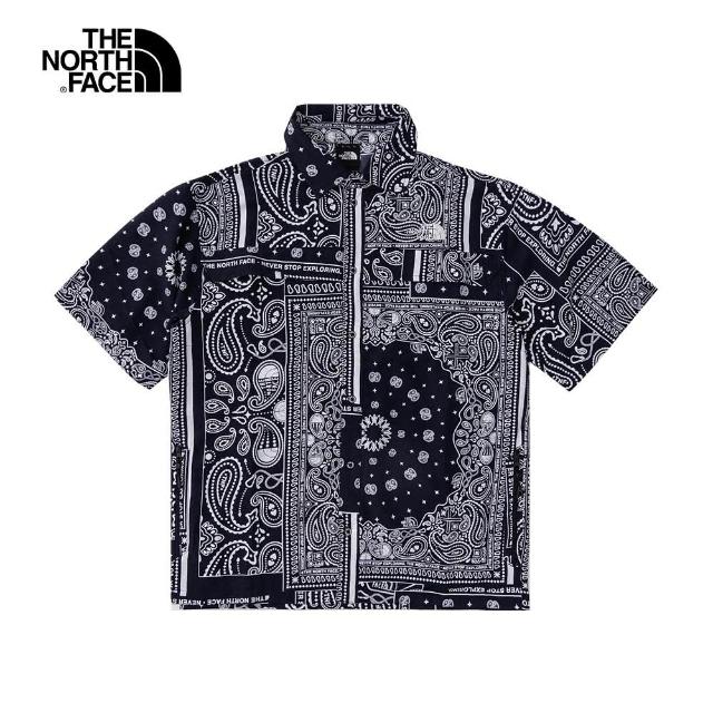 【The North Face】滿版變形蟲印花休閒短袖襯衫