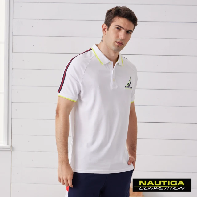 NAUTICA【NAUTICA】COMPETITION男裝雙肩撞色短袖POLO衫(白)