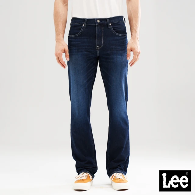 Lee【Lee】743 中腰舒適直筒 男牛仔褲-深藍洗水