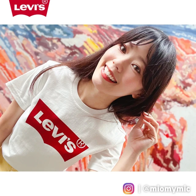 LEVIS【LEVIS】女款 重磅短袖T恤 / 修身版型 / 經典Logo / 210GSM厚棉 白-人氣新品