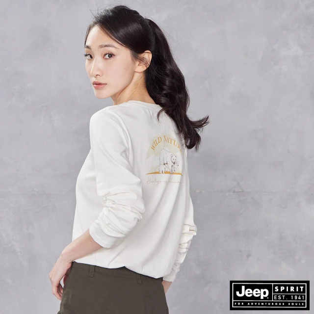 JEEP【JEEP】女裝 休閒素面長袖T恤(白色)