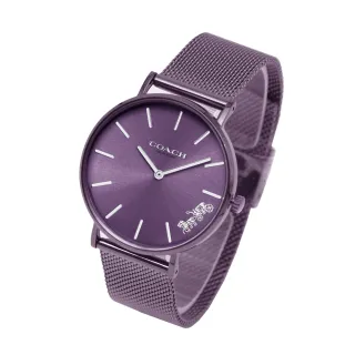 【COACH】經典小馬車紫色米蘭帶腕錶 年中慶(CO14503484)