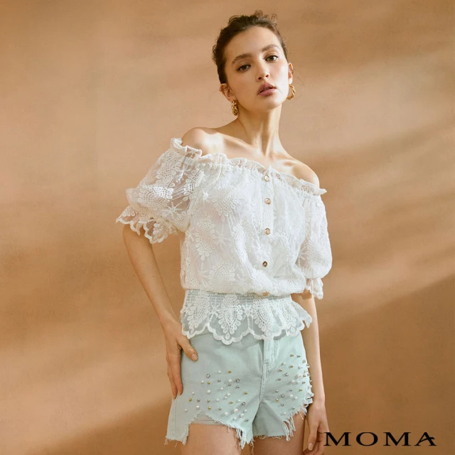 MOMA【MOMA】唯美蕾絲平口上衣(白色)