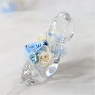 【Flower Plus】水晶玻璃鞋 迪士尼公主系列 生日禮物(永生花乾燥花)