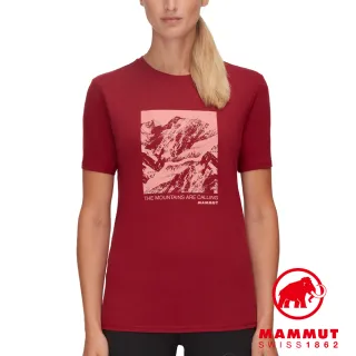 【Mammut 長毛象】Mammut Core T-Shirt Panorama W 輕便機能短袖T 女款 緋紅 #1017-04080(網路獨家限定)