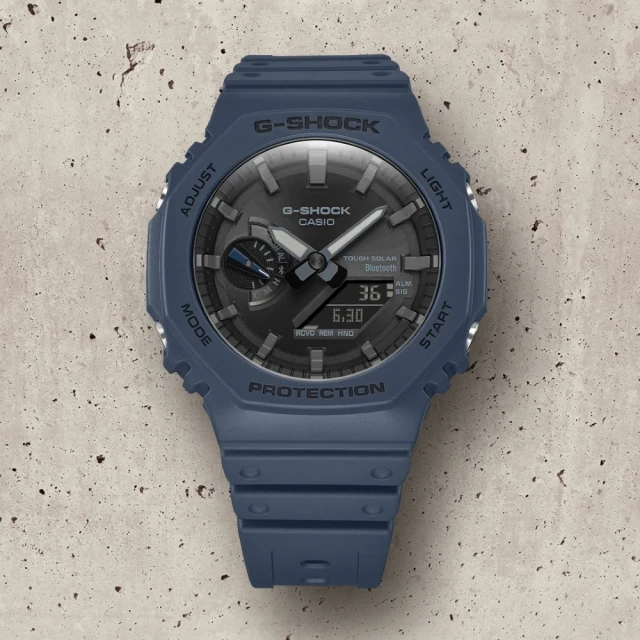 【CASIO 卡西歐】CASIO 卡西歐 G-SHOCK 八角形碳纖維核心防護 太陽能手錶 藍(GA-B2100-2A)