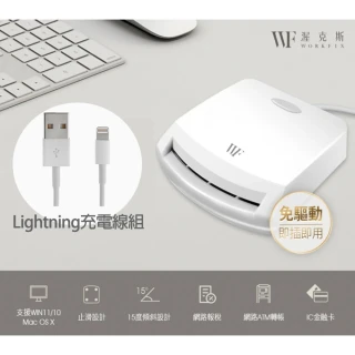 Lightning充電線組【WORKFIX 渥克斯】多功能IC晶片智慧讀卡機WR-1(健保卡/ATM金融卡/自然人憑證)