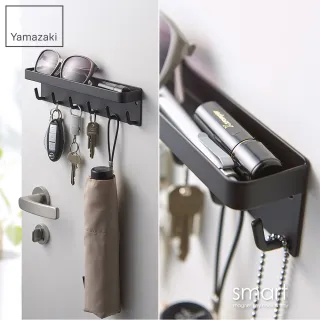 【YAMAZAKI】smart磁吸式鑰匙工具架-黑(玄關收納/門上收納)