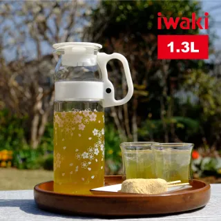 【iwaki】日本品牌耐熱玻璃冷/熱水壺1.3L(限定櫻花款)