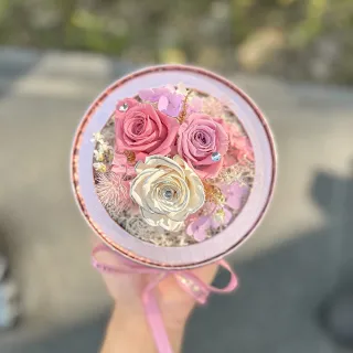 【Flower Plus】玫瑰金  樂透球永生花盒(永生花)