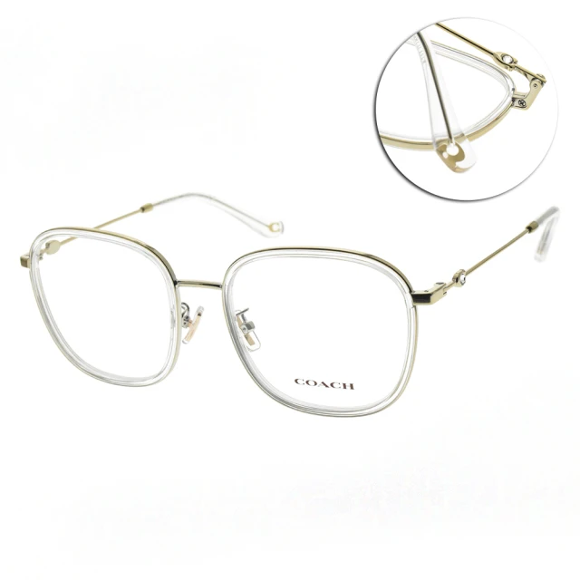 COACH【COACH】光學眼鏡 時尚方框 立體LOGO 奧地利水晶(金-透#HC5142BD 5111)