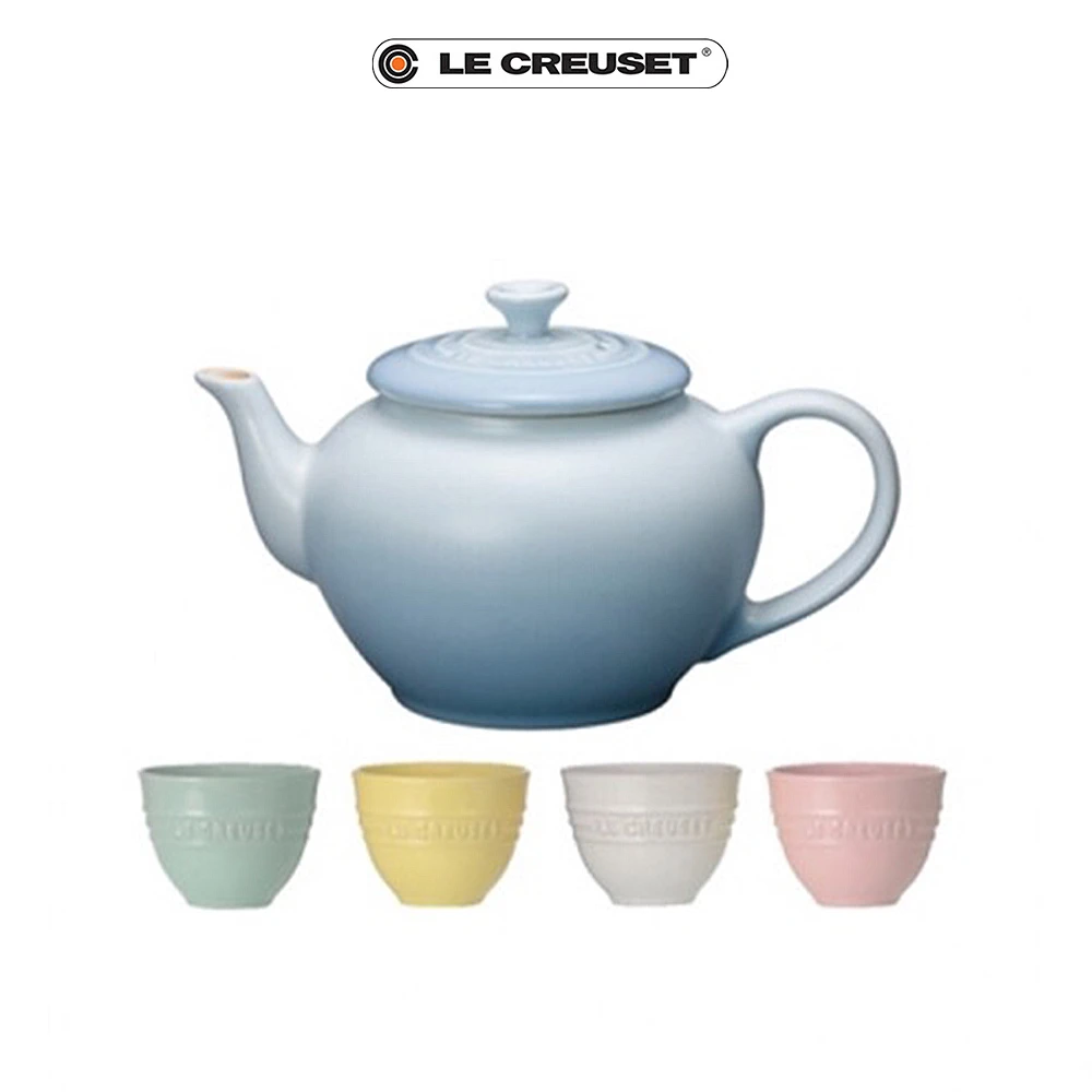 【Le Creuset】瓷器花型茶具組(海岸藍/艾莉絲黃/雪紡粉/薄荷藍/雪花白)