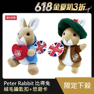 【PETER RABBIT 比得兔】比得兔系列絨毛鑰匙扣悠遊卡_現貨(兩款可選)