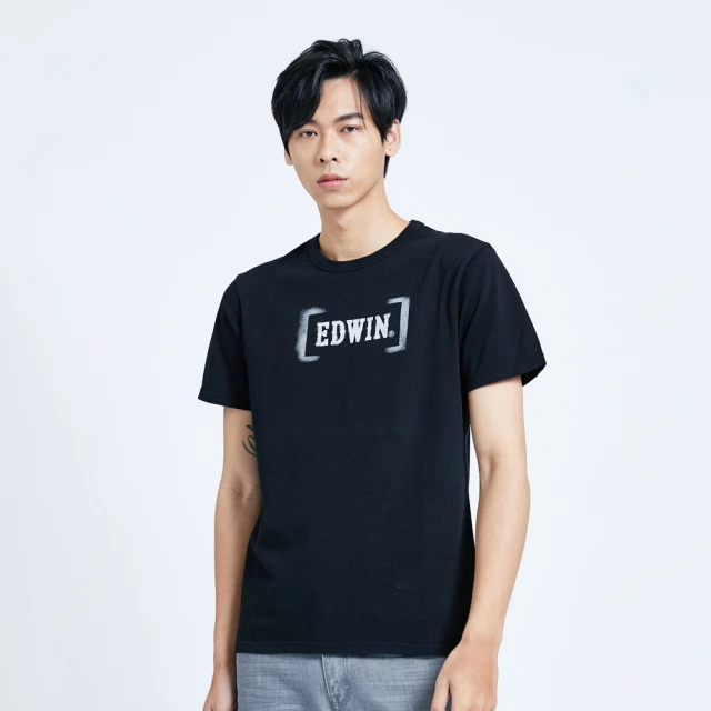 【EDWIN】人氣復刻款 噴漆LOGO短袖T恤-男款(黑色)