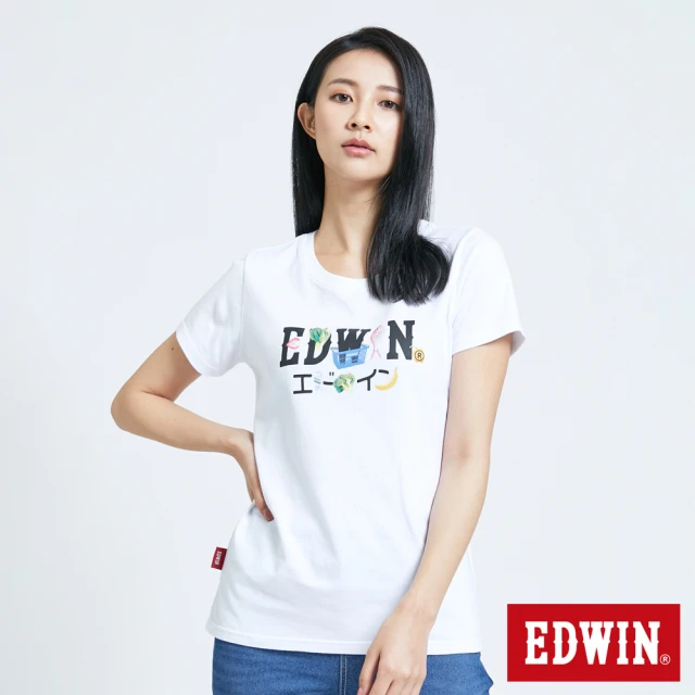 EDWIN【EDWIN】人氣復刻款 蔬果總匯LOGO短袖T恤-女款(白色)