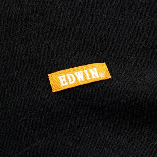 【EDWIN】人氣復刻款 橘標 牛仔口袋徽章短袖T恤-男款(黑色)