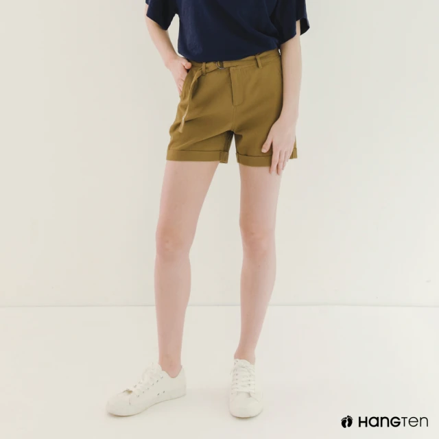 Hang Ten【Hang Ten】女裝-REGULAR FIT附腰帶口袋短褲(棕)