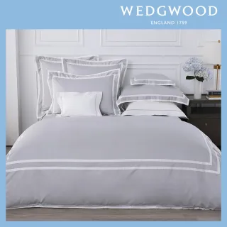 【WEDGWOOD】500織長纖棉Bi-Color素色鬆緊床包-紐曼經典灰(特大180x210cm)
