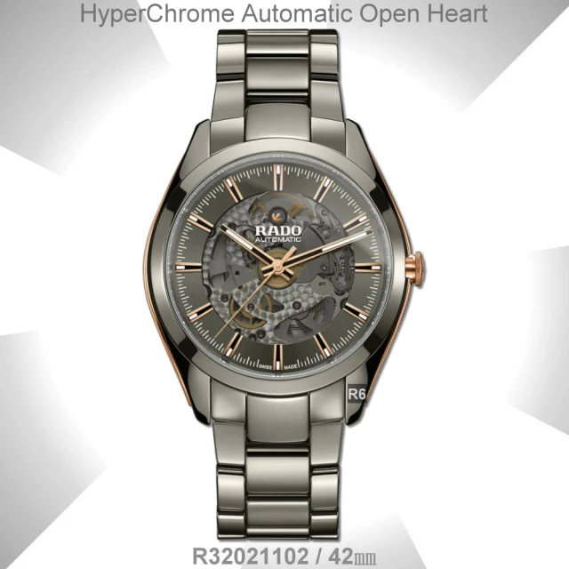 【Rado 雷達表】官方授權R6 HyperChrome 皓星系列鏤空機械腕錶 電漿陶瓷款-加高級錶盒(R32021102)
