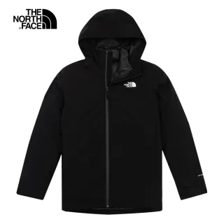 【The North Face】經典ICON-北面男款黑色防水透氣防風寬鬆連帽三合一外套｜4N9TJK3