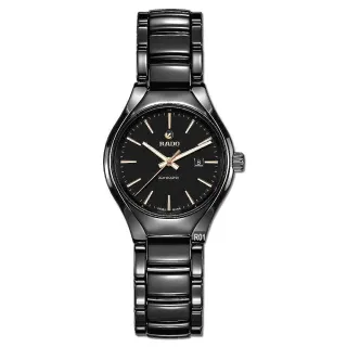 【Rado 雷達表】官方授權R6 True真我系列機械腕錶 30㎜黑陶瓷金標款-加高級錶盒(R27242162)
