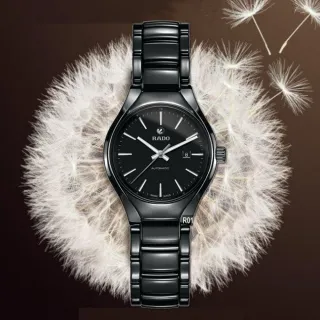 【Rado 雷達表】官方授權R6 True真我系列機械腕錶 30㎜黑陶瓷銀標款-加高級錶盒(R27242152)
