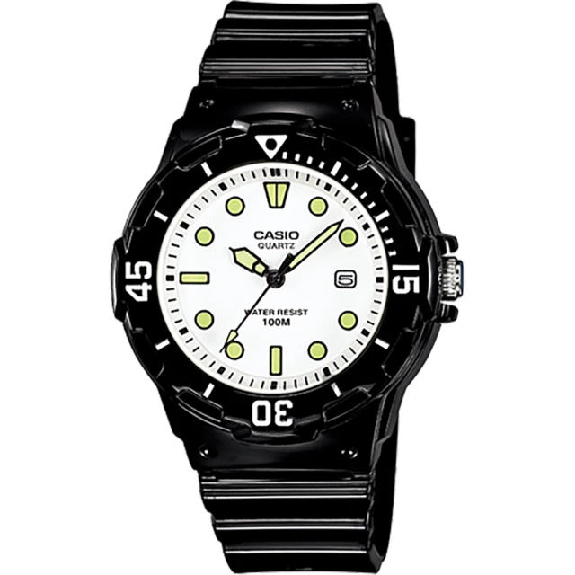 【CASIO】卡西歐 迷你運動風指針手錶-白x黑(LRW-200H-7E1VDF)