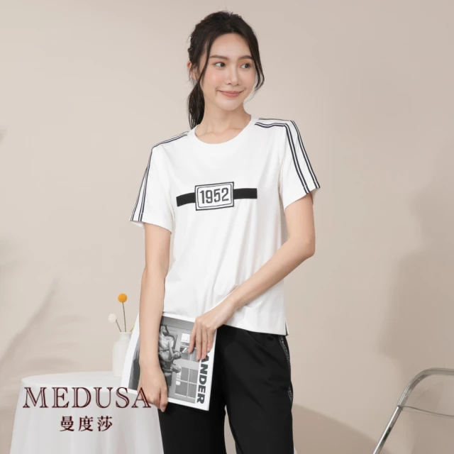 【MEDUSA 曼度莎】1952織帶運動上衣（M-XL）｜女裝 上衣 T恤｜絲感嫘縈(805-5200A)