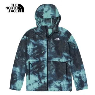 【The North Face】北面男款藍綠暈染滿版防曬寬鬆連帽外套｜7W8S957