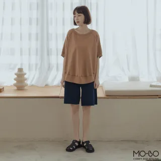 【MO-BO】MIT竹節紋連袖質感剪裁T(上衣)