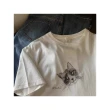 【buyer 白鵝】美式 復古萌貓印花T恤上衣(白/卡)