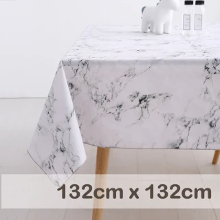 防水桌巾 經典大理石 132x132cm(防水 防油 PVC 桌巾 桌布 野餐桌巾)
