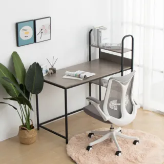 【IDEA】簡約大理石鐵木層架書桌/辦公桌(左右可互換)