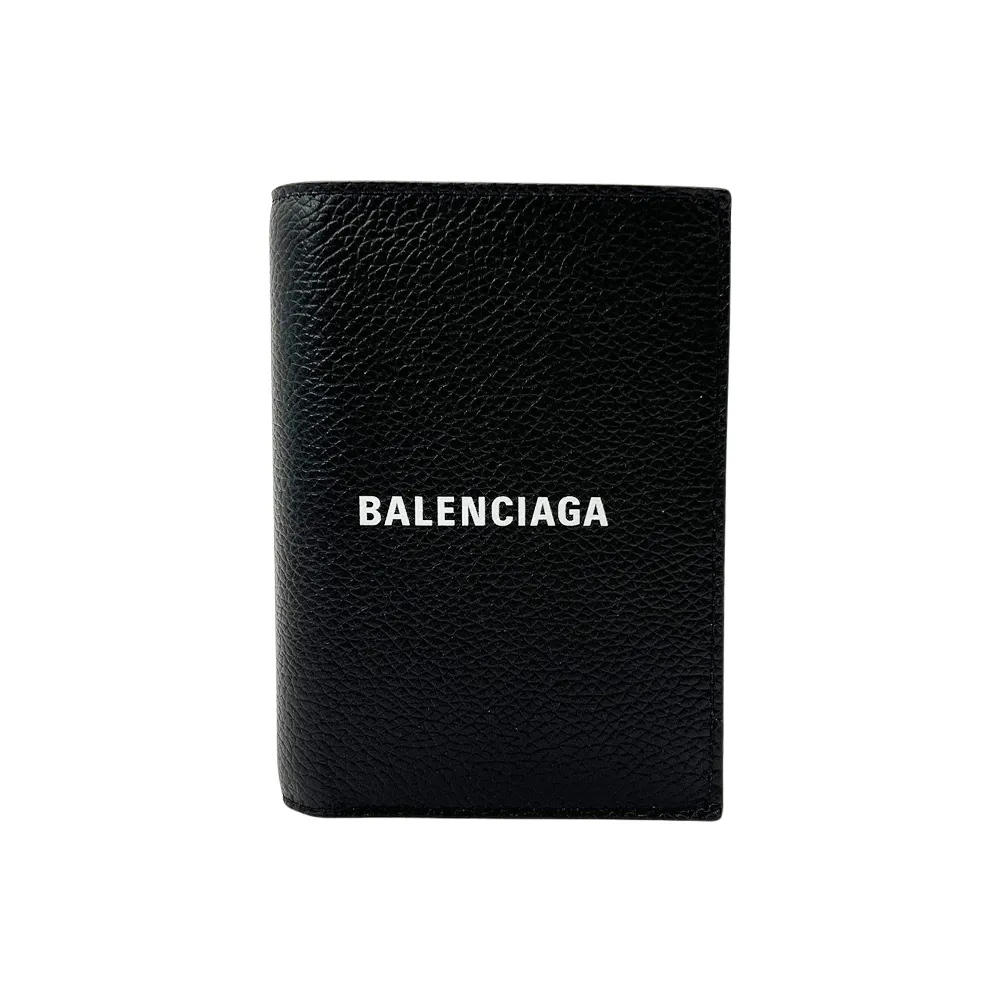 Balenciaga-巴黎世家】經典品牌字母LOGO牛皮對折短夾(黑594315-1IZI3 