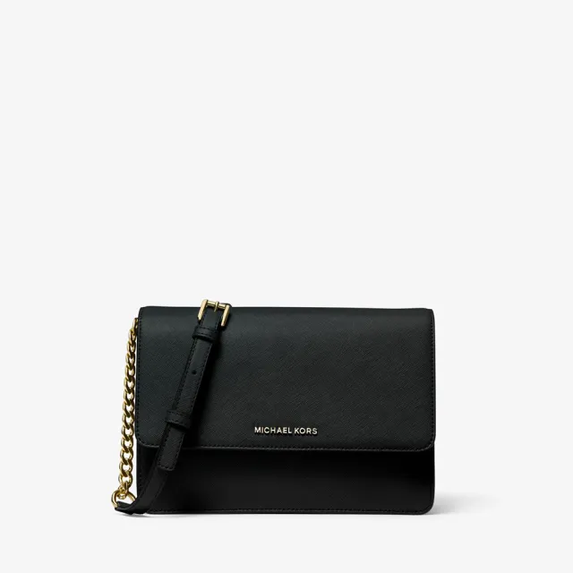 【Michael Kors】專櫃經典不敗款 防刮皮革雙隔層翻蓋信封包 斜背包/側背包(側背包 斜背包 手拿包)