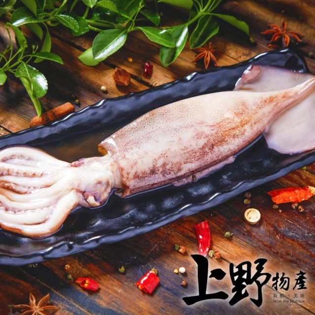 【上野物產】台灣產 鮮凍生鮮魷魚冰捲 x12隻(250g±10%/隻)