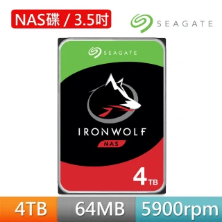 【SEAGATE 希捷】那嘶狼 IronWolf 4TB 3.5吋 5900轉 NAS硬碟 含3年資料救援(ST4000VN008)