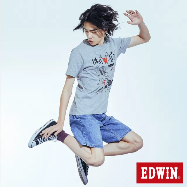 【EDWIN】EDGE搖滾元素短袖T恤-男款(麻灰色)