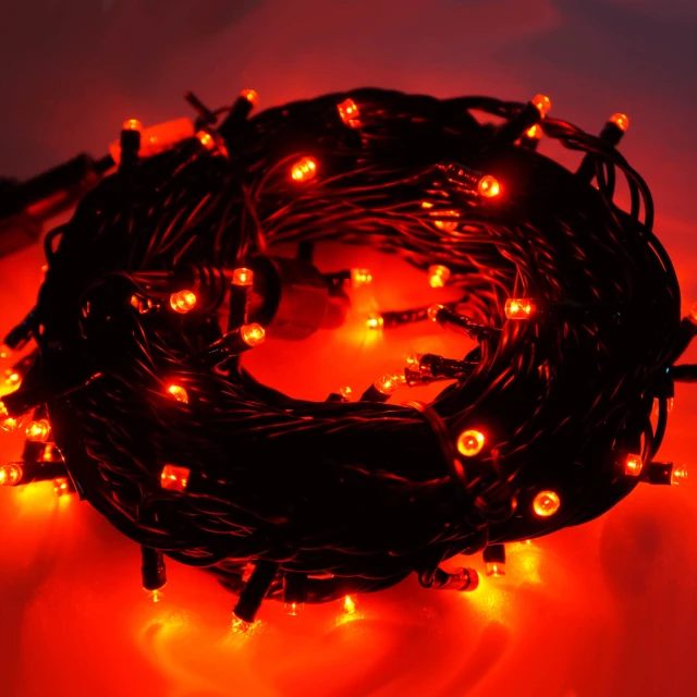 【聖誕裝飾特賣】100燈LED燈串聖誕燈-紅光黑線(附控制器跳機 高亮度又省電)