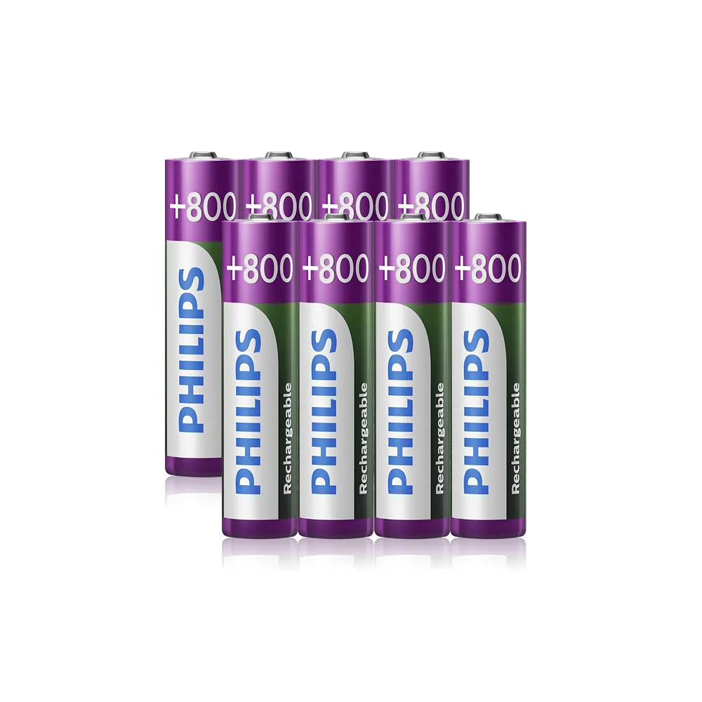 【PHILIPS】低自放鎳氫充電電池AAA 4號(800mAh  8入)