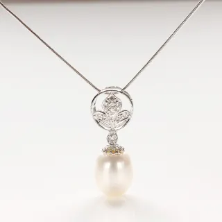 【寶石方塊】月白風清天然珍珠項鍊-925銀飾