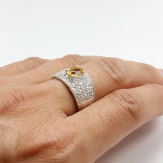 【寶石方塊】財源滾滾天然1克拉黃水晶戒指-活圍設計