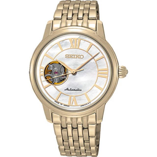 【SEIKO 精工】Presage 羅馬世紀開芯機械女錶(34mm/4R38-01B0K)