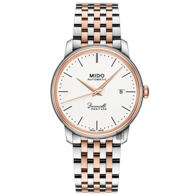 【MIDO 美度】官方授權Baroncelli III Heritage復刻機械錶-銀x雙色/39mm(M0274072201000)