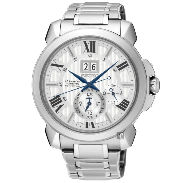 【廣告款 SEIKO】精工 Premier 萬年曆大視窗男錶-43mm(7D56-0AE0S  SNP139J1)